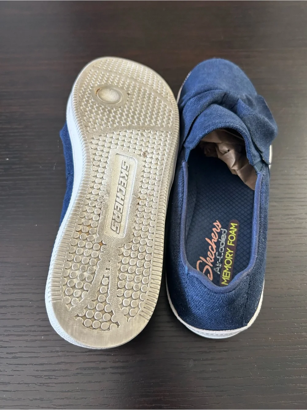 Skechers Navy Bow Slip-On memory foam Flats for Women Sz 7.5